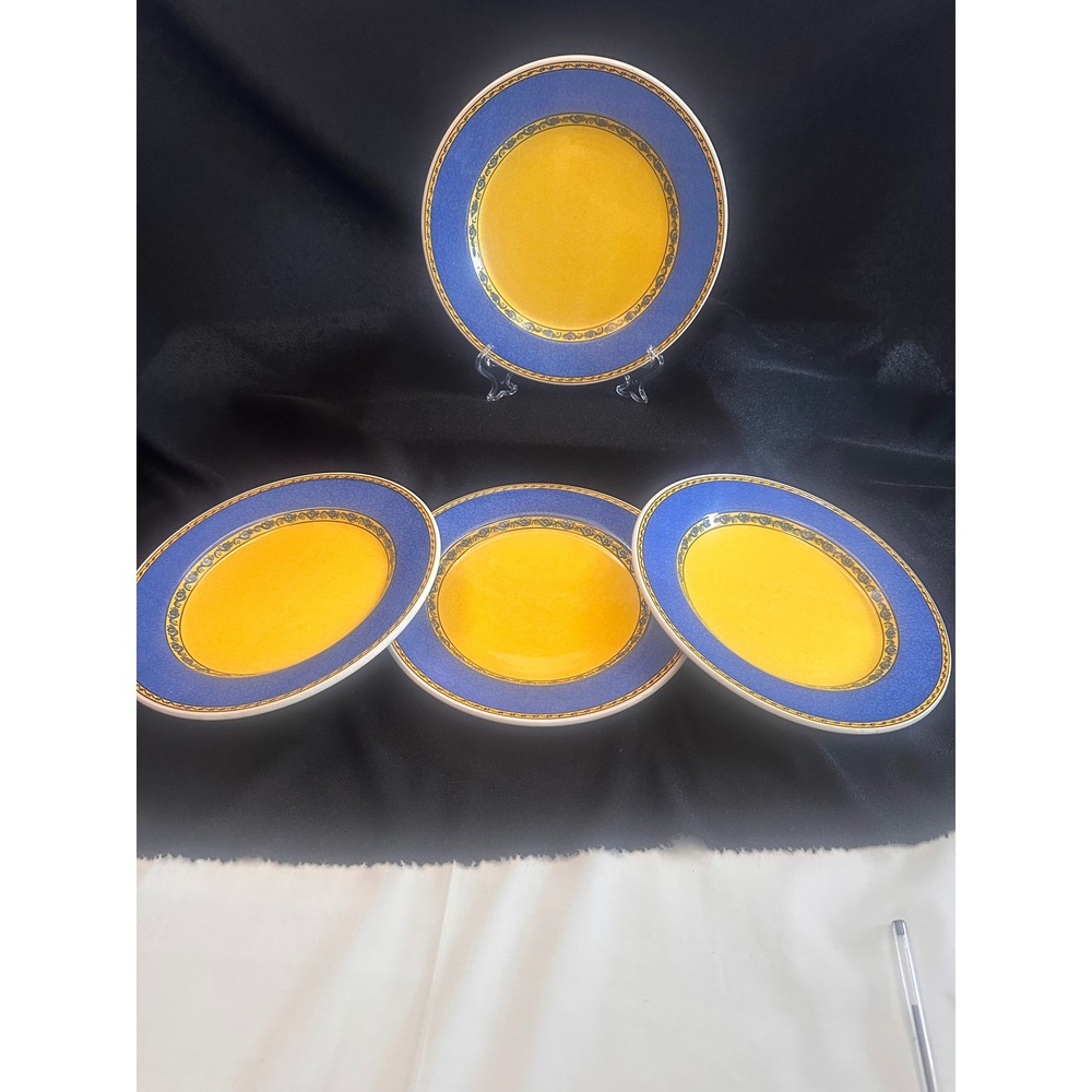 Furio Home Blue and Yellow Italian Ceramic Dinner Plates Set of 4 10.125‎ inch